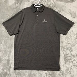 FootJoy Polo Men Shirt Size L Stretch Short Sleeve Golf Black and White Stripes